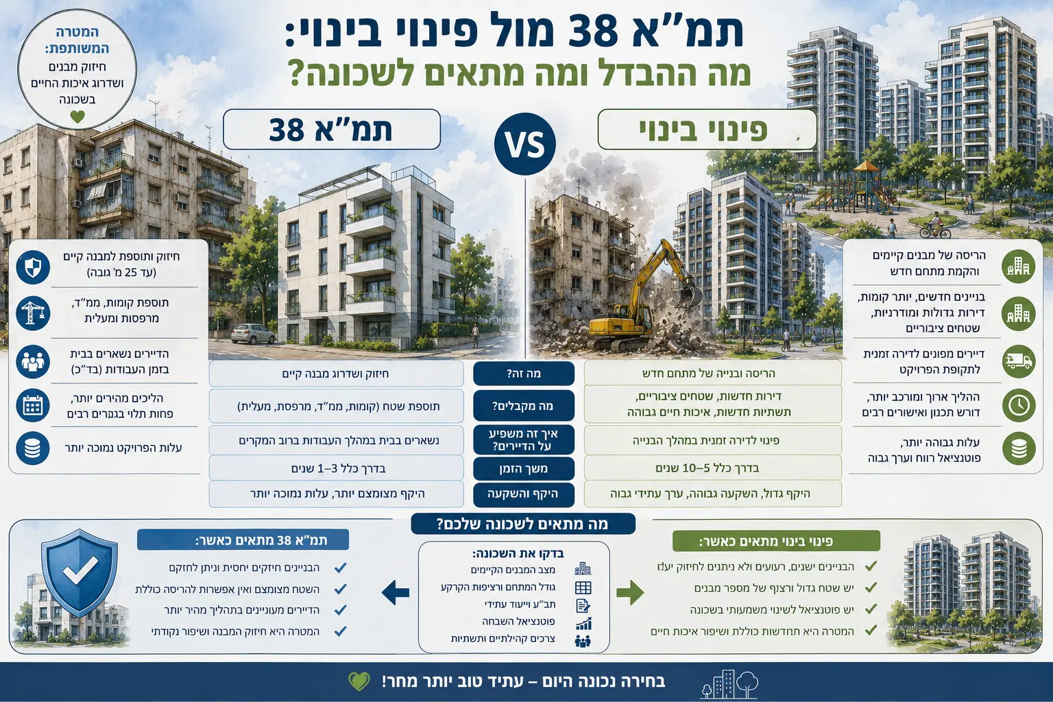 תמ״א 38 מול פינוי בינוי